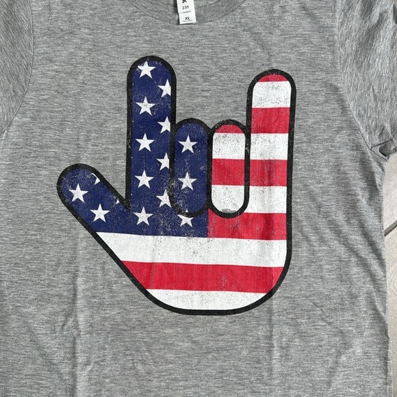 Tultex Gray Short Sleeve Tee with American Flag Graphic - Picture 5 of 5